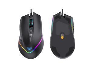 AULA F805 Multi Button Gaming Mouse 6 Levels Adjustable RGB Light Modes Wired Optical Mouse for Desktop Computer and Laptop, Black