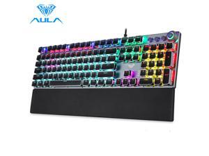 AULA F2088 Mechanical Gaming Keyboard 104 Anti-ghosting with Switch Wired Mix Backlit Keyboard for Gamer Laptop PC, Black shaft
