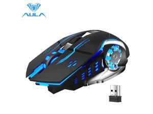 AULA SC100 Wireless Silent Gaming Mouse Rechargeable 1600 DPI 6 Buttons Ergonomic Optical USB Mute Mouse for PC Laptop Desktop