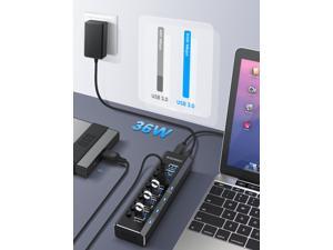 Powered USB Hub, Rosonway Aluminum 10 Port USB 3.0 Data Hub with 36W (12V/3A) Power Adapter and Individual On/Off Switches USB Splitter(RSW-A10) Powered USB Hub, Rosonway Aluminum 10 Port USB 3.0 Data Hub with 36W (12V/3A) Power Adapter and Individual On/Off Switches USB Splitter(RSW-A10)