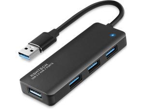 USB Hub 3.0, RSHTECH 4 Port USB 3.0 Ultra Slim Aluminum Data Hub USB Port Expander Portable USB Splitter (Black)