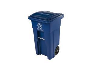 Toter Blue Recycling Container with Wheels and Lid, 32 Gallon