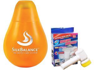Silk Balance Natural Hot Tub Solution 76 oz/2.25L SilkBalance Spa Water Care System Bundled with Electric Cleaning Brush, 5 in 1 Magic Brush