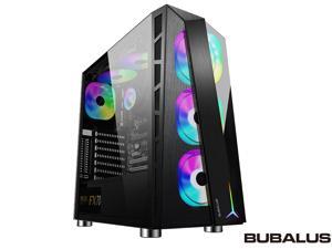 BUBALUS Hunter ATX Mid Tower Gaming Computer Case,Desktop Case DIY PC Case Sliding Tempered Glass, Compatible with Water Cooling USB 3.0 Port,with 3x120mm RGB Fans,Gaming Style Window Case