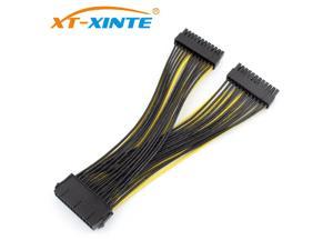 20+4Pin Dual PSU Power Supply Cable 24Pin ATX Motherboard Adapter Connector Extension Cables 18AWG Line for Mining Miner 20cm