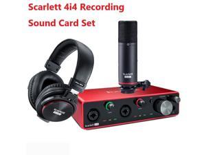 Set of Focusrite Scarlett 4i4 3rd gen sound card,Mic & headphone, 4 in/4 out  audio interface recording live broadcast