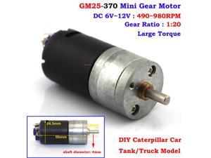 Micro 25mm DC 6V12V 980RPM Large Torque Mini Full Metal Gearbox Electric Gear Motor 4mm Shaft DIY Caterpillar Car Model