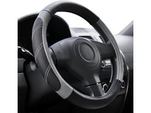 14.5-15,Black Purple Mayco Bell Microfiber Leather Car Medium Steering wheel Cover 