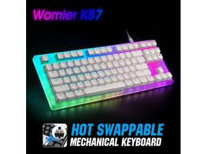 Womier 87 key Hot Swappable RGB Gaming Mechanical Keyboard K87 80% Gateron Switch with Crystalline Base Type-C Wired USB 3.1 Womier 87 key Hot Swappable RGB Gaming Mechanical Keyboard K87 80% Gateron Switch with Crystalline Base Type-C Wired USB 3.1