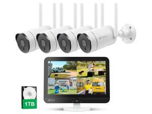 Kittyhok Outdoor Security Camera Wireless Security Camera System with 12 Inch LCD Monitor WiFi Surveillance Cameras 1TB HDD, 8 Channel NVR 4Pcs 3MP Pan/Zoom, 2 Way Audio/Remote View Kittyhok Outdoor Security Camera Wireless Security Camera System with 12 Inch LCD Monitor WiFi Surveillance Cameras 1TB HDD, 8 Channel NVR 4Pcs 3MP Pan/Zoom, 2 Way Audio/Remote View