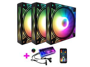 COOLMOON RGB Case Fans, 3 Pack 120mm Quiet Computer Cooling PC Fans, Music Rhythm 5V ARGB Addressable Motherboard SYNC/RC Controller, Colorful Cooler Speed Adjustable with Fan Control Hub COOLMOON RGB Case Fans, 3 Pack 120mm Quiet Computer Cooling PC Fans, Music Rhythm 5V ARGB Addressable Motherboard SYNC/RC Controller, Colorful Cooler Speed Adjustable with Fan Control Hub