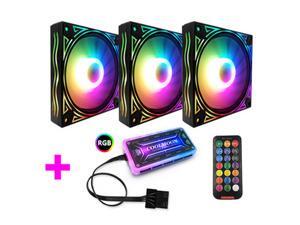 COOLMOON RGB Case Fans, 3 Pack 120mm Quiet Computer Cooling PC Fans, with Romote Control, Colorful Cooler Speed Adjustable with Fan Control Hub COOLMOON RGB Case Fans, 3 Pack 120mm Quiet Computer Cooling PC Fans, with Romote Control, Colorful Cooler Speed Adjustable with Fan Control Hub