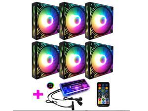 COOLMOON RGB Case Fans, 6 Pack 120mm Quiet Computer Cooling PC Fans, Music Rhythm 5V ARGB Addressable Motherboard SYNC/RC Controller, Colorful Cooler Speed Adjustable with Fan Control Hub COOLMOON RGB Case Fans, 6 Pack 120mm Quiet Computer Cooling PC Fans, Music Rhythm 5V ARGB Addressable Motherboard SYNC/RC Controller, Colorful Cooler Speed Adjustable with Fan Control Hub