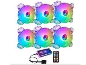 COOLMOON 6 Pack RGB Case Fans, 120mm Silent Computer Cooling PC Case Fan Addressable RGB Color Changing LED Fan with Remote Control COOLMOON 6 Pack RGB Case Fans, 120mm Silent Computer Cooling PC Case Fan Addressable RGB Color Changing LED Fan with Remote Control