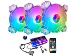 COOLMOON 3 Pack RGB Case Fans, 120mm Silent Computer Cooling PC Case Fan Addressable RGB Color Changing LED Fan with Remote Control, Music Rhythm Sync & 5V ARGB Motherboard Sync COOLMOON 3 Pack RGB Case Fans, 120mm Silent Computer Cooling PC Case Fan Addressable RGB Color Changing LED Fan with Remote Control, Music Rhythm Sync & 5V ARGB Motherboard Sync