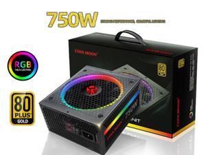 COOLMOON ATX Power Supply 750W Fully Modular 80+ Gold Certified with Addressable RGB Light - Vairous Color Mode, RGB-750W