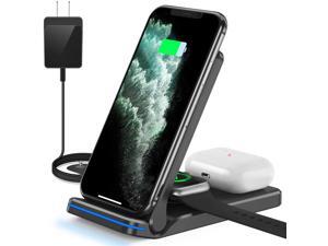 Wireless Charger, HYS, 3 in 1 Qi-Certified 15W Wireless Charging Station for Apple iWatch SE/6/5/4/3/2/1, AirPods Pro/2, Charging Stand for iPhone 12/11/X/XS/XR/Xs Max/8/8 Plus/Samsung (Black) Wireless Charger, HYS, 3 in 1 Qi-Certified 15W Wireless Charging Station for Apple iWatch SE/6/5/4/3/2/1, AirPods Pro/2, Charging Stand for iPhone 12/11/X/XS/XR/Xs Max/8/8 Plus/Samsung (Black)