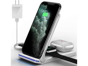 Wireless Charger, HYS, 3 in 1 Qi-Certified 15W Wireless Charging Station for Apple iWatch SE/6/5/4/3/2/1, AirPods Pro/2, Charging Stand for iPhone 12/11/X/XS/XR/Xs Max/8/8 Plus/Samsung (White) Wireless Charger, HYS, 3 in 1 Qi-Certified 15W Wireless Charging Station for Apple iWatch SE/6/5/4/3/2/1, AirPods Pro/2, Charging Stand for iPhone 12/11/X/XS/XR/Xs Max/8/8 Plus/Samsung (White)