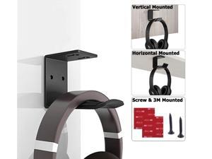 Aluminum Headphone Stand Hanger ,Headset Holder, Wall and Desk Mount Hook with 3M Adhesive Tape and Screws for Headphones