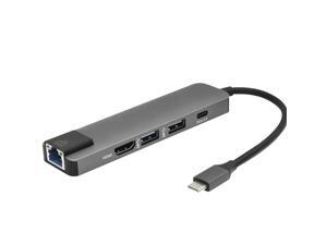 Type C To 3.0 Power Delivery Data Transfer Output 5 In 1 USB Hub Aluminium Alloy Practical Card Reader Gigabit Ethernet Type C To 3.0 Power Delivery Data Transfer Output 5 In 1 USB Hub Aluminium Alloy Practical Card Reader Gigabit Ethernet
