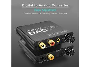 Portable 192kHz 24bit DAC Digital-to-Analog Converter Audio Coaxial Signal to RCA 3.5mm Jack Amplifier Support Volume Adjustment Portable 192kHz 24bit DAC Digital-to-Analog Converter Audio Coaxial Signal to RCA 3.5mm Jack Amplifier Support Volume Adjustment