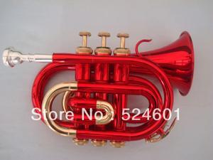 Beautiful Red Gold Bb Pocket Trumpet Professional Brass Instruments For Students Trumpet With Mouthpiece Beautiful Red Gold Bb Pocket Trumpet Professional Brass Instruments For Students Trumpet With Mouthpiece