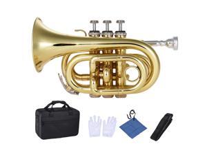 Mini Pocket Trumpet Bb Flat Brass Wind Instrument with Mouthpiece Gloves Cleaning Cloth Carrying Case Mini Pocket Trumpet Bb Flat Brass Wind Instrument with Mouthpiece Gloves Cleaning Cloth Carrying Case