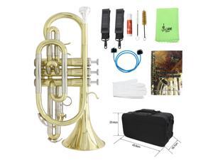 Professional Bb Flat Cornet Brass Instrument with Carrying Case Gloves Cleaning Cloth Brushes Professional Bb Flat Cornet Brass Instrument with Carrying Case Gloves Cleaning Cloth Brushes