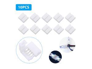 10pcs 4Pin LED Strip Quick Connector Snap On Coupler Easy to Install for RGB Flexible Light 10mm, White