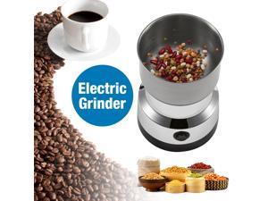 Electric Coffee Grinder Small Grain Mill Super Fine Powder Grinding Machine Household Dry Disintegrator Stainless Steel Blades, Silver
