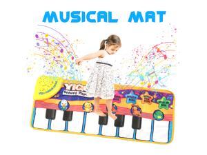 Kids Musical Mats Piano Mat with 5 Music Sounds Dance Mat for Kids Music Piano Keyboard Dance Floor Mat Carpet Animal Blanket Touch Playmat