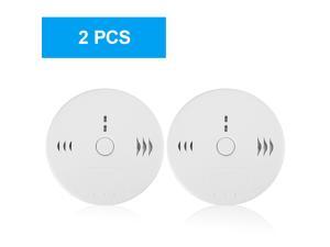 2pcs Carbon Monoxide Detector Alarm Home Security Smoke Sensor Powered By Battery for Kitchen, White