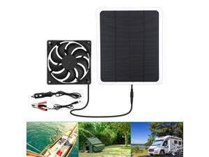 10W Mini Solar Powered Fan Ventilator Mini Solar Panel with Exhaust Fans Multifunctional Cooling Ventilators, Black
