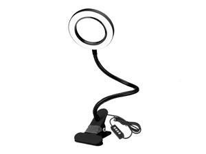 Table Clip Lamp USB 3X Magnifying with Clamp Clips Adjustable Flexible Reading Lamps Portable Dimmable Light Desk Lights, Black