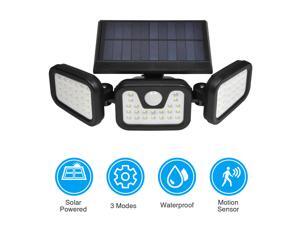 Outdoor Solar Motion Sensor Light Wireless 3 heads Waterproof Flood Lights 74 LED for Garden Garage Patio, Black Outdoor Solar Motion Sensor Light Wireless 3 heads Waterproof Flood Lights 74 LED for Garden Garage Patio, Black