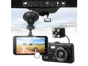 Full HD 1080P Car DVR Dash Camera 170 Degree Wide Angle Front Rear Dual Cameras with LCD Screen, Black