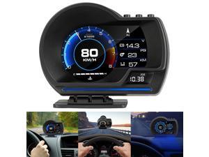 Robit HUD OBD2 GPS Gauge Speedometer Multi Function Dashboard Head Up Display Adjustable Viewing Angle with 9 Interfaces, Black