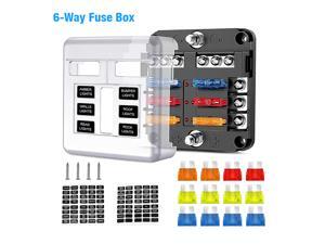 6 Way Fuse Box Block Holder with LED Indicator Universal Circuit for Automotive Auto ATC ATO Screw Connection Safety Box 6 Way Fuse Box Block Holder with LED Indicator Universal Circuit for Automotive Auto ATC ATO Screw Connection Safety Box