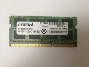 Crucial CT51264BC1339. 16FHD 4 GB DDR3 - 1333 (PC3 10600) SODI