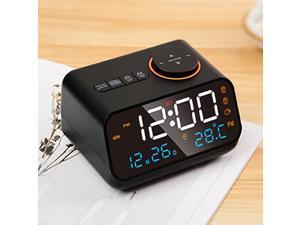 Mordern FM Radio LED Alarm Clock for Bedside Wake Up. Digital Table Calendar Clock with Temperature Thermometer Humidity Hygrometer. Black