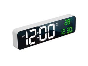 Digital LED Alarm Clock for Living Room Wall/Desk Decoration. Bedroom Wake Up Clock with Calendar and Temperature Thermometer White