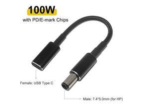 100W USB 3.1 Type C Adapter Converter USB-C PD Fast Charging Cable Cord USB Type C Female to 7.4mm 5.0mm for HP Notebook Charger 100W USB 3.1 Type C Adapter Converter USB-C PD Fast Charging Cable Cord USB Type C Female to 7.4mm 5.0mm for HP Notebook Charger