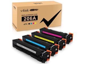 v4ink Compatible Toner Cartridge Replacement for HP 206A W2110A W2111A W2112A W2113A for use in HP Color Laserjet Pro M255dw M283fdw M283cdw M282nw Printer 4 Pack NO CHIP (Black Cyan Yellow Magenta)