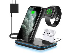WAITIEE Wireless Charger, 3 in 1 Qi-Certified 15W Fast Charging Station for Apple iWatch Series SE/6/5/4/3/2/1,AirPods, Compatible for iPhone 12/11 Series/XS MAX/XR/XS/X/8/8 Plus/Samsung