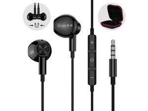 3.5mm Headphones, HiFi Stereo Magnetic Wired Earbuds with Mic, Aux Headphones for Samsung Galaxy A71 A11 A51 A10e A20 S10 S9, Moto G8 Power G Fast with Earphones Carrying Case