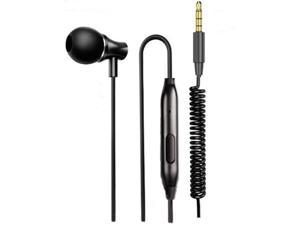 Single Side Earphone in-Ear Stereo to Mono Ear Bud,Metal Noise Isolating Earplugs with mic, Spring Coil Reinforced Cord
