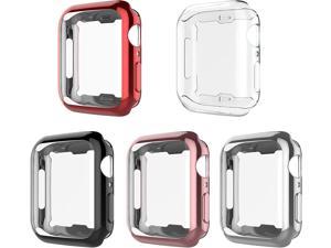 5 Pack E Compatible for Apple Watch Series 3  Series 2 Case with Screen Protector 42mm Overall Protective Case TPU HD Clear UltraThin Cover for iWatch 32 ClearBlackRose GoldSilverRed