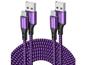 USB C Cable 2Pack 33ft 66ft Fast Charging Type C Charger Cable Nylon Braided Phone Data Cord for Samsung S22 S21 S20 Note 20 10 9 Google LG HTC Moto G8Z3Z4 Huawei Purple