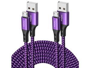 Micro USB Charger Cable 2Pack 33ft 66ft Android USB to Micro Cable Nylon Braided Charging Cable Compatible with Samsung Kindle Android Phones Galaxy S7 Edge Moto G5 PS4Purple