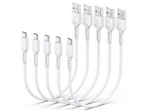 Short USB C Cable 1ft 5pack USB A to USB C Charger Cable Fast Charging Durable Type C Cord for Samsung Galaxy S22 Ultra Note 8 9 A32 A12 Moto G Pure LG Stylo 6 Charging Station Power BankWhite